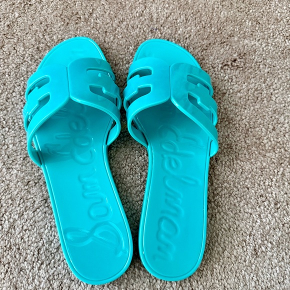 NEW Sam Edelman BAY JELLY Rio Blue Turquoise Sandals Slides